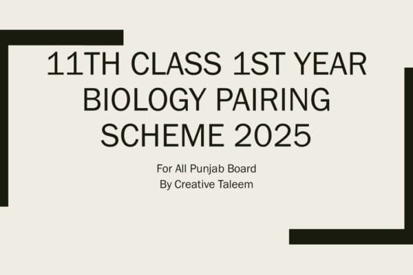 11th Class 1st Year Biology Pairing Scheme