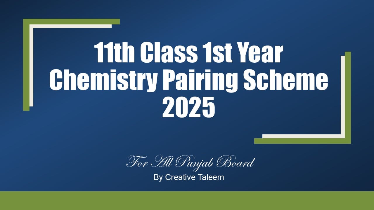 11th Class 1st Year Chemistry Pairing Scheme