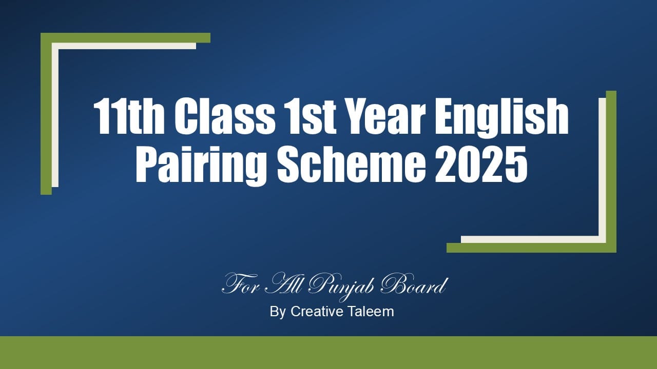 11th Class 1st Year English Pairing Scheme