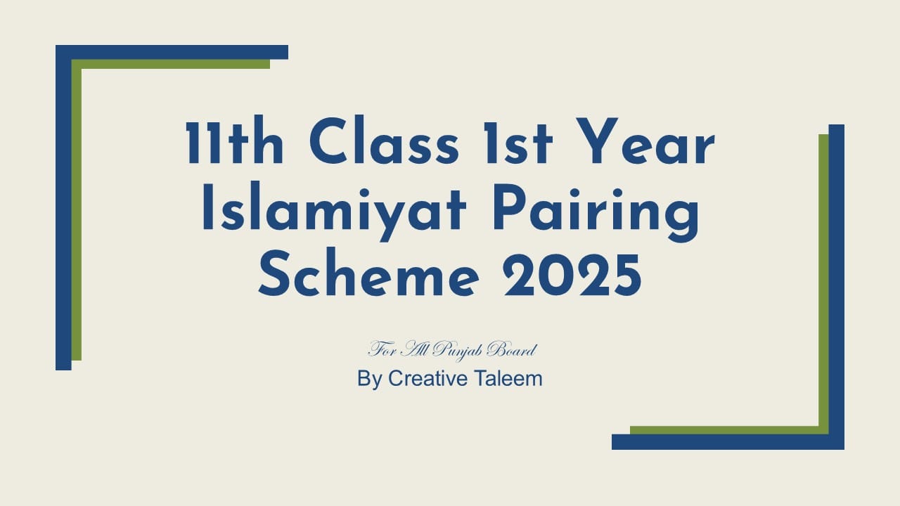 11th Class 1st Year Islamiyat Pairing Scheme