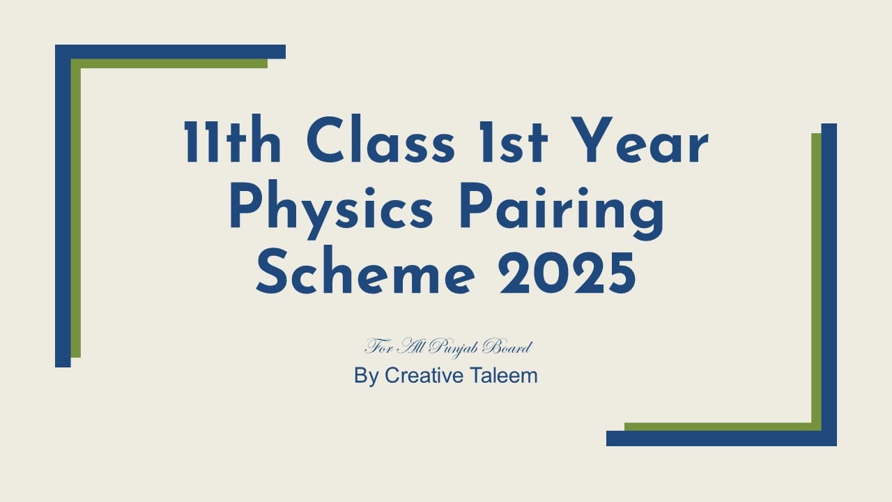 11th Class 1st Year Physics Pairing Scheme